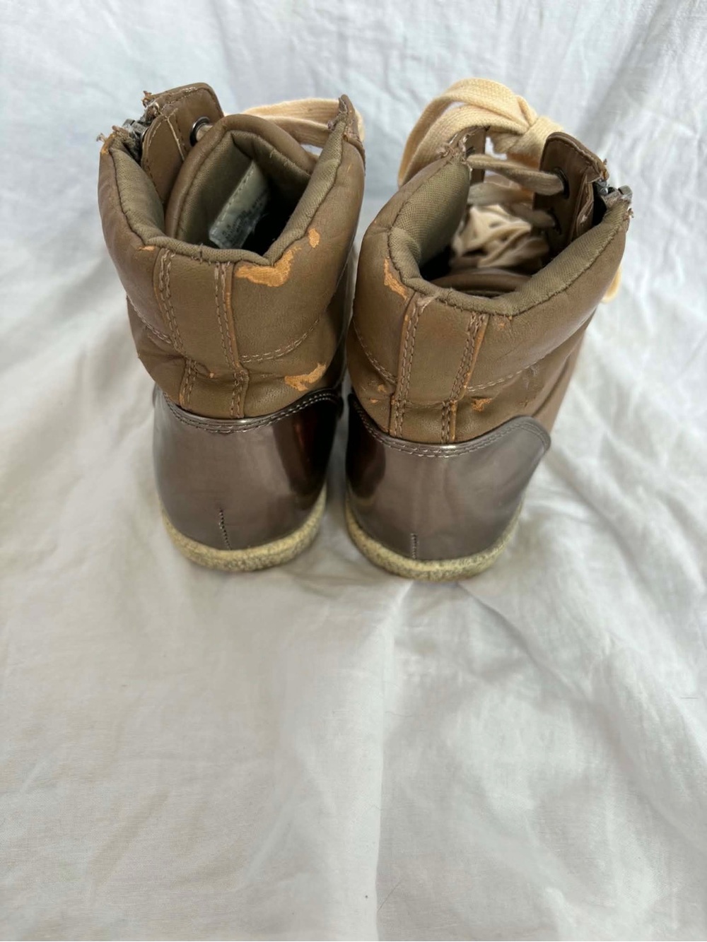 Material Girl Brown high top wedge sneaker boots size 5.5 Edgy urban streetwear